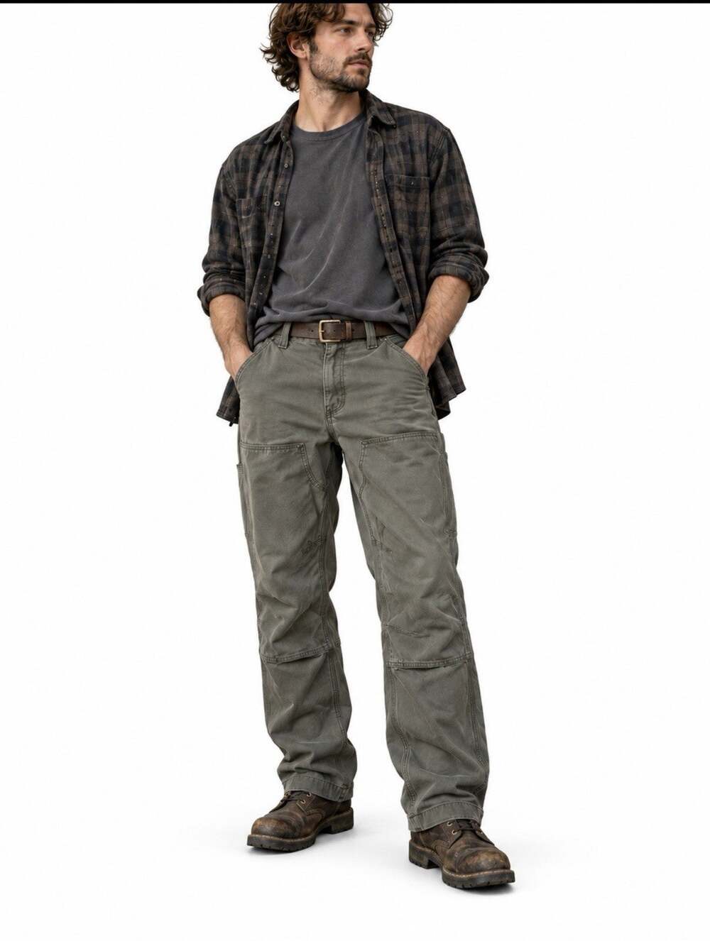 Carhartt Double Knee Pants Mens 31x30 Olive Green Relaxed Fit Workwear Carpenter